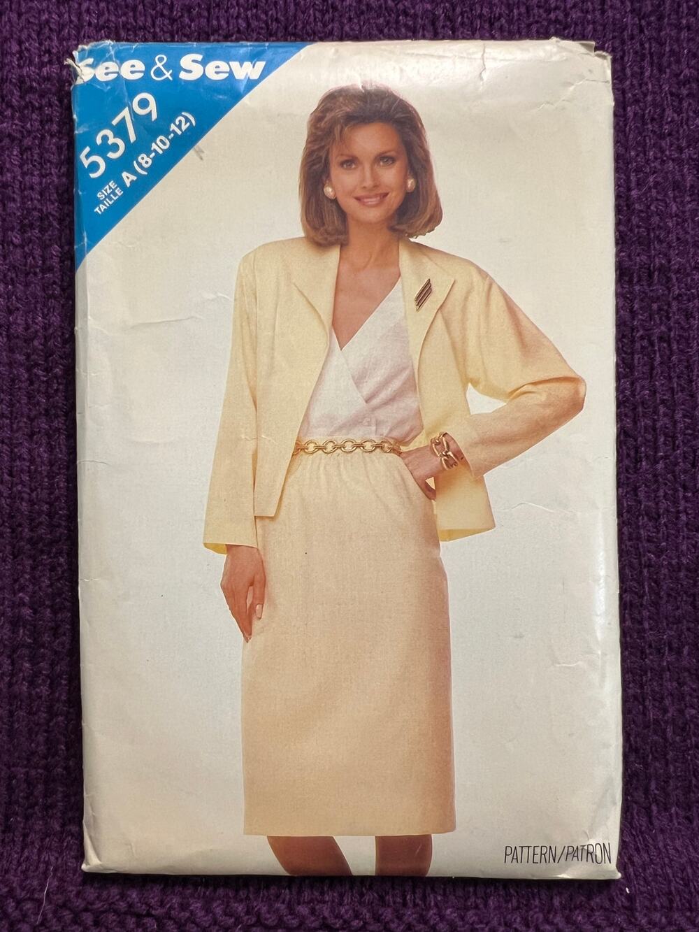 Butterick Sewing pattern 5379 suit blazer straight skirt blouse  size 8 10 12